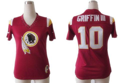  Redskins #10 Robert Griffin III Burgundy Red Women's Team Diamond Stitched NFL Elite Jersey