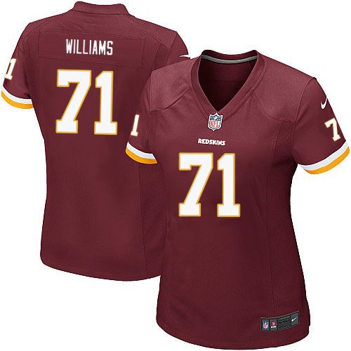  Redskins #71 Trent Williams Burgundy Red Team Color Women's Stitched NFL Elite Jersey