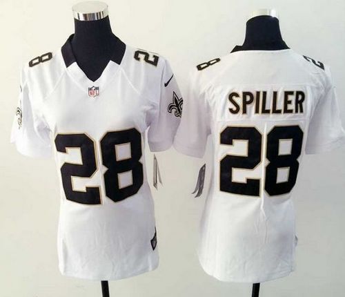  Saints #28 C.J. Spiller White Women's Stitched NFL Elite Jersey