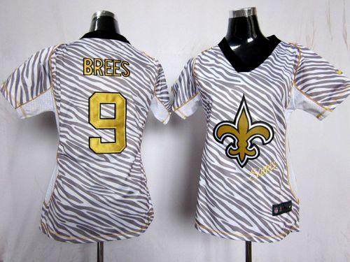  Saints #9 Drew Brees Zebra Women's Stitched NFL Elite Jersey