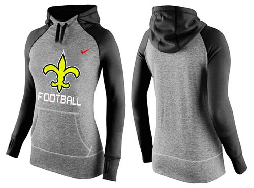 Women's  New Orleans Saints Performance Hoodie Grey & Black_1