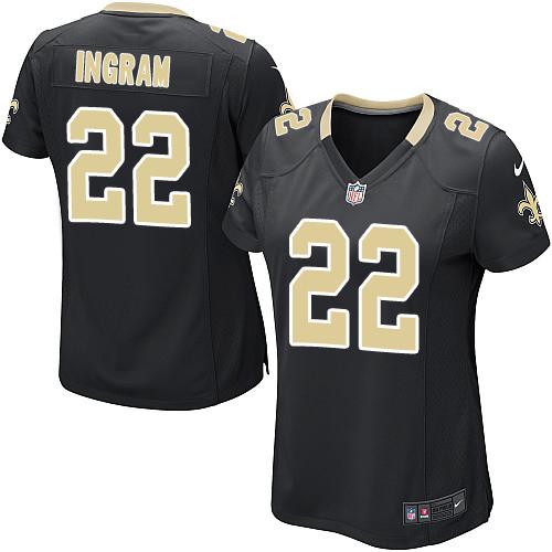  Saints #22 Mark Ingram Black Team Color Women's Stitched NFL Elite Jersey