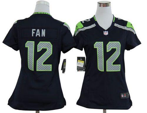  Seahawks #12 Fan Steel Blue Women's Stitched NFL Elite Jersey