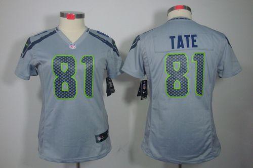  Seahawks #81 Golden Tate Grey Alternate Women's Stitched NFL Limited Jersey