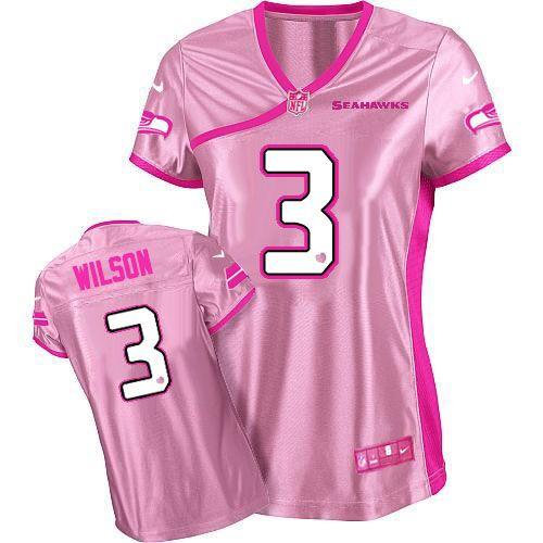  Seahawks #3 Russell Wilson Pink Women's Be Luv'd Stitched NFL Elite Jersey