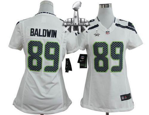  Seahawks #89 Doug Baldwin White Super Bowl XLIX Women's Stitched NFL Elite Jersey