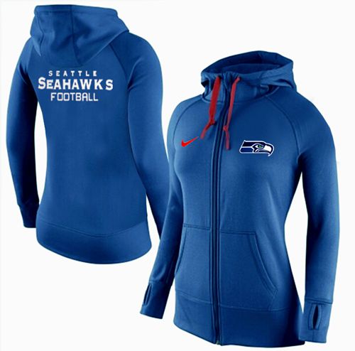 Women's  Seattle Seahawks Full Zip Performance Hoodie Blue