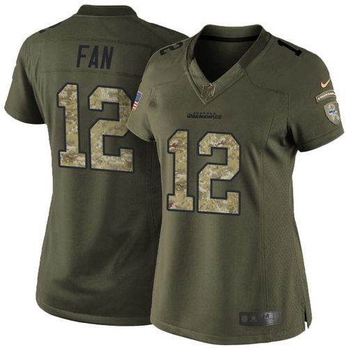  Seahawks #12 Fan Green Women's Stitched NFL Limited Salute to Service Jersey