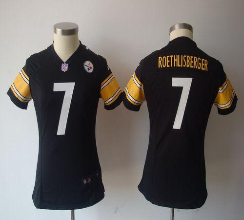 Women's Steelers #7 Ben Roethlisberger Black Team Color Men's Stitched Game 