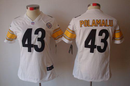  Steelers #43 Troy Polamalu White Women's Stitched NFL Limited Jersey