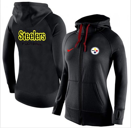 Women's  Pittsburgh Steelers Full Zip Performance Hoodie Black_1