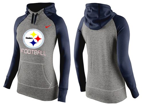 Women's  Pittsburgh Steelers Performance Hoodie Grey & Dark Blue_1