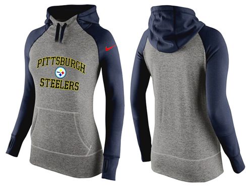 Women's  Pittsburgh Steelers Performance Hoodie Grey & Dark Blue_3