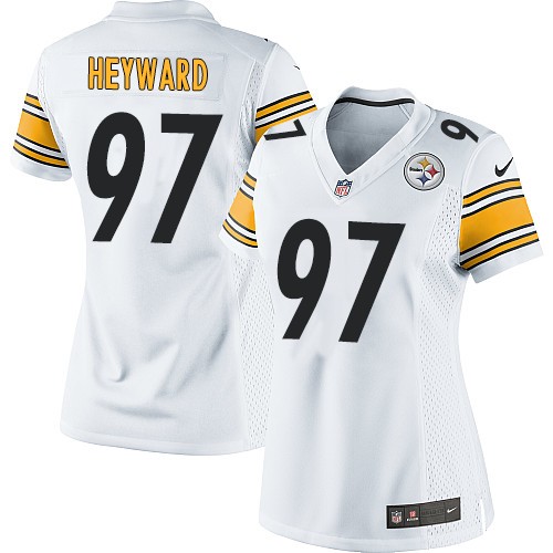  Steelers #97 Cameron Heyward White Women's Stitched NFL Elite Jersey