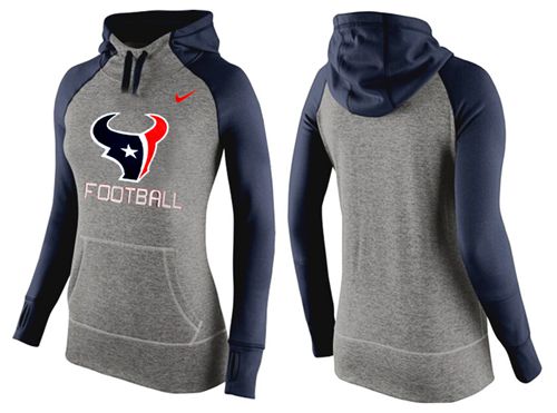 Women's  Houston Texans Performance Hoodie Grey & Dark Blue