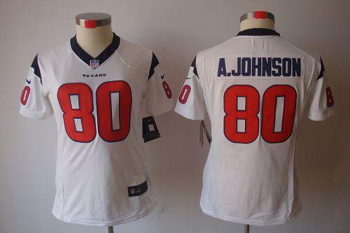  Texans #80 Andre Johnson White Women's Stitched NFL Limited Jersey