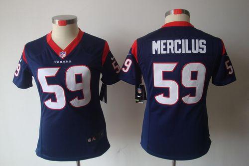  Texans #59 Whitney Mercilus Navy Blue Team Color Women's Stitched NFL Limited Jersey