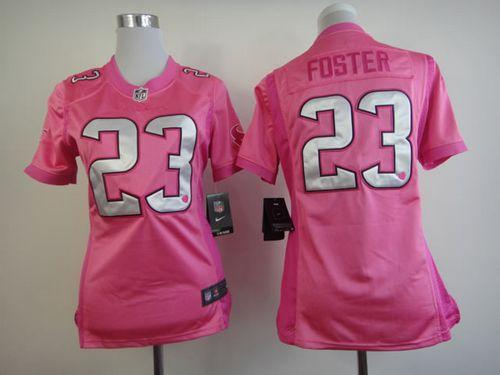  Texans #23 Arian Foster Pink Women's Be Luv'd Stitched NFL Elite Jersey