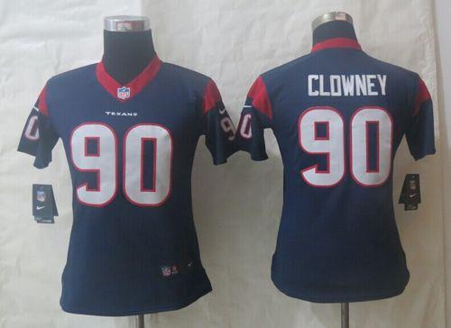  Texans #90 Jadeveon Clowney Navy Blue Team Color Women's Stitched NFL Limited Jersey