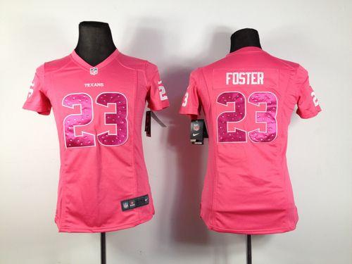  Texans #23 Arian Foster Pink Sweetheart Women's Stitched NFL Elite Jersey