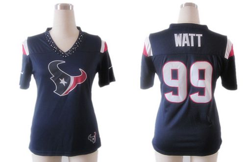  Texans #99 J.J. Watt Navy Blue Team Color Women's Team Diamond Stitched NFL Elite Jersey