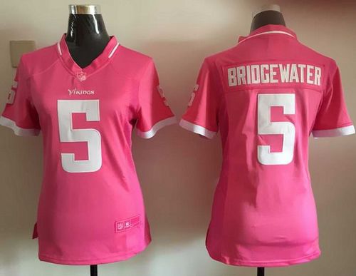  Vikings #5 Teddy Bridgewater Pink Women's Stitched NFL Elite Bubble Gum Jersey