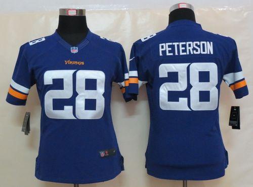  Vikings #28 Adrian Peterson Purple Team Color Women's Stitched NFL Limited Jersey