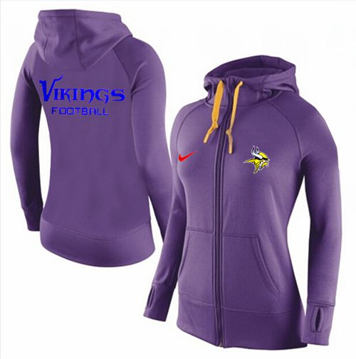 Women's  Minnesota Vikings Full Zip Performance Hoodie Purple_1