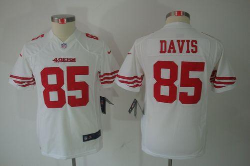  49ers #85 Vernon Davis White Youth Stitched NFL Limited Jersey