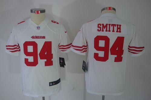  49ers #94 Justin Smith White Youth Stitched NFL Limited Jersey