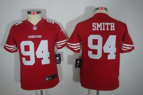  49ers #94 Justin Smith Red Team Color Youth Stitched NFL Limited Jersey