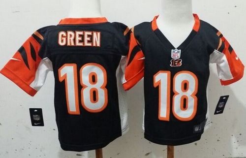 Toddler  Bengals #18 A.J. Green Black Team Color Stitched NFL Elite Jersey