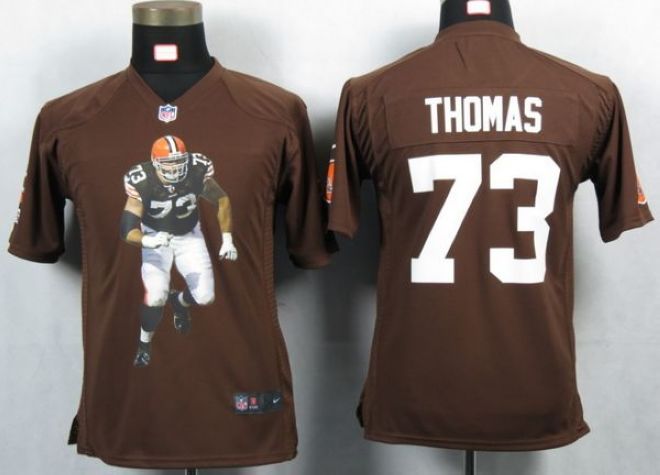  Browns #73 Joe Thomas Brown Team Color Youth Portrait Fashion NFL Game Jersey