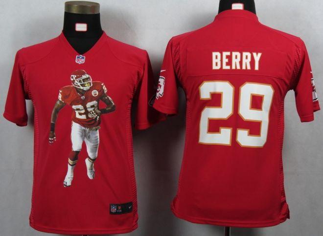  Chiefs #29 Eric Berry Red Team Color Youth Portrait Fashion NFL Game Jersey