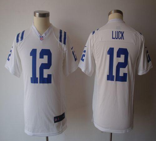  Colts #12 Andrew Luck White Youth NFL Game Jersey