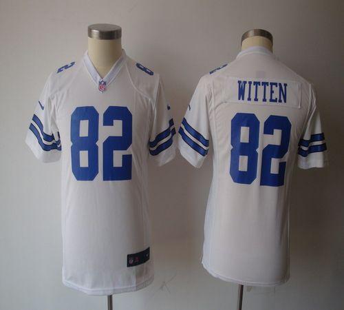  Cowboys #82 Jason Witten White Youth NFL Game Jersey