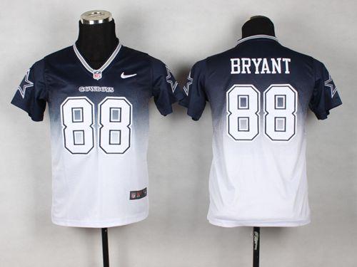  Cowboys #88 Dez Bryant Navy Blue/White Youth Stitched NFL Elite Fadeaway Fashion Jersey