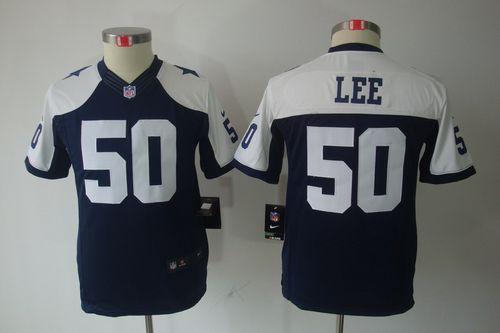  Cowboys #50 Sean Lee Navy Blue Thanksgiving Youth Throwback Stitched NFL Limited Jersey
