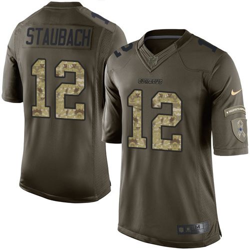  Cowboys #12 Roger Staubach Green Color Youth Stitched NFL Limited Salute to Service Jersey