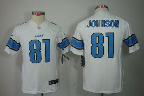  Lions #81 Calvin Johnson White Youth Stitched NFL Limited Jersey