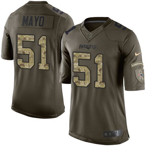  Patriots #51 Jerod Mayo Green Youth Stitched NFL Limited Salute to Service Jersey