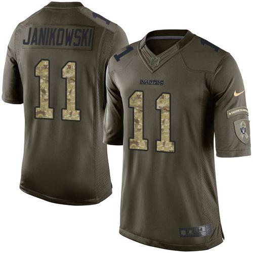  Raiders #11 Sebastian Janikowski Green Youth Stitched NFL Limited Salute to Service Jersey