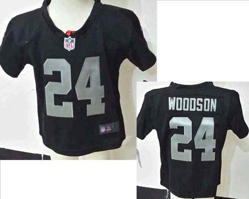 Toddler  Raiders #24 Charles Woodson Black Team Color Stitched NFL Elite Jersey