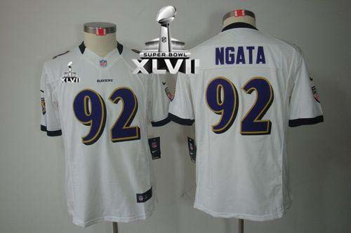  Ravens #92 Haloti Ngata White Super Bowl XLVII Youth Stitched NFL Limited Jersey