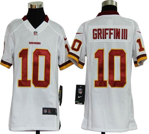  Redskins #10 Robert Griffin III White Youth Stitched NFL Elite Jersey