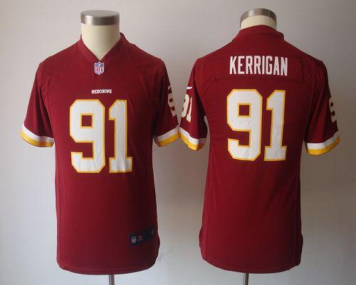  Redskins #91 Ryan Kerrigan Burgundy Red Team Color Youth NFL Game Jersey