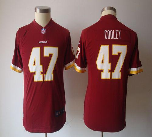  Redskins #47 Chris Cooley Burgundy Red Team Color Youth NFL Game Jersey