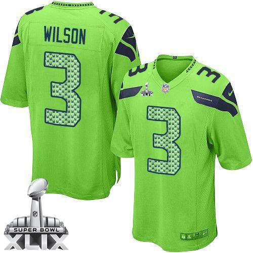  Seahawks #3 Russell Wilson Green Alternate Super Bowl XLIX Youth Stitched NFL Elite Jersey
