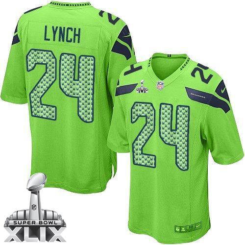  Seahawks #24 Marshawn Lynch Green Alternate Super Bowl XLIX Youth Stitched NFL Elite Jersey