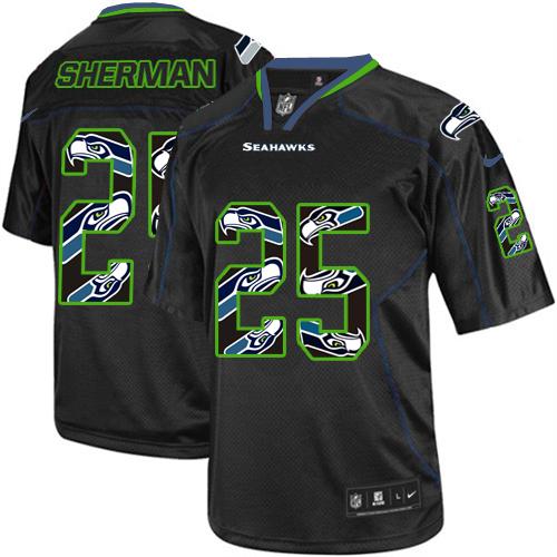  Seahawks #25 Richard Sherman New Lights Out Black Youth Stitched NFL Elite Jersey